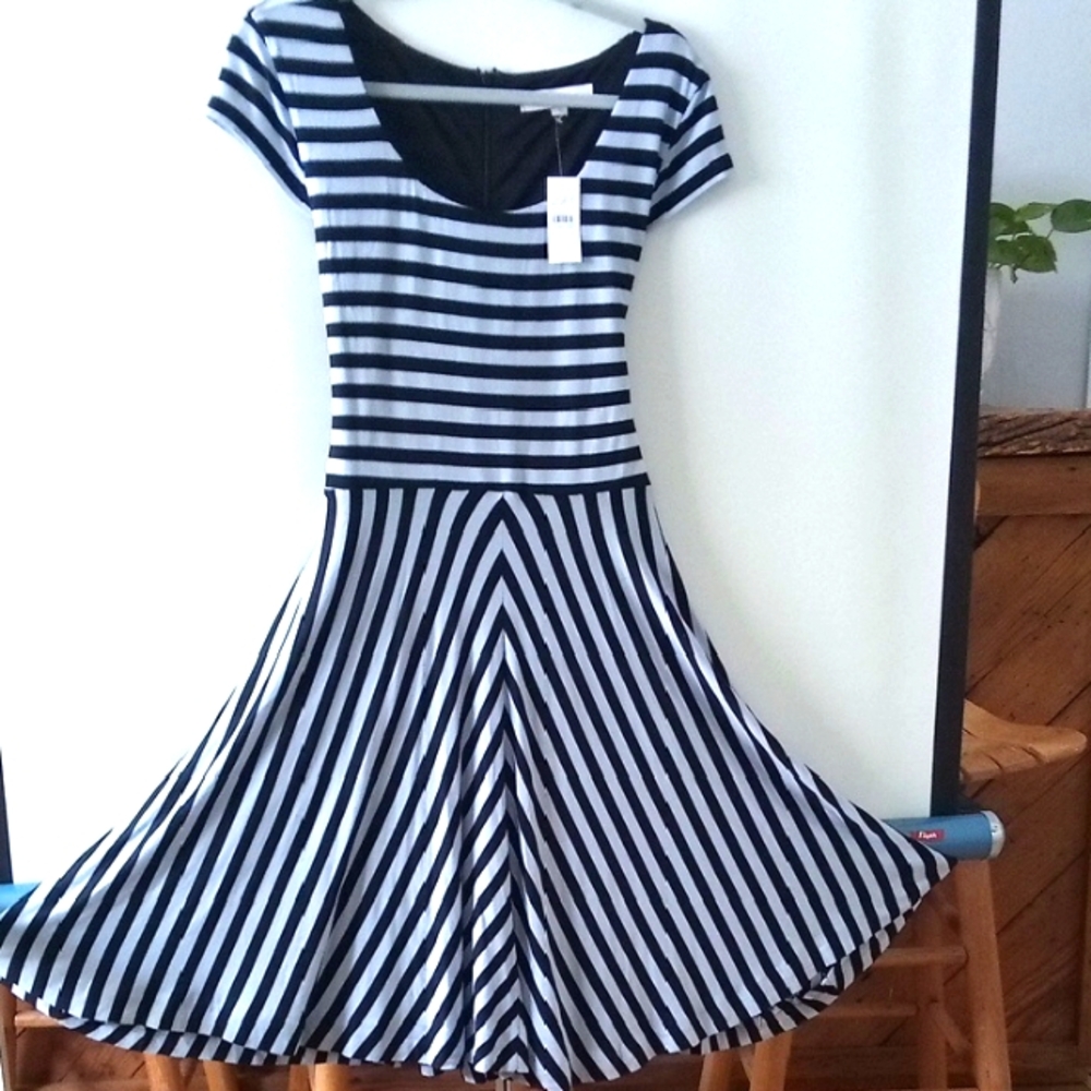 Ann Taylor -Loft Striped Blue Dress